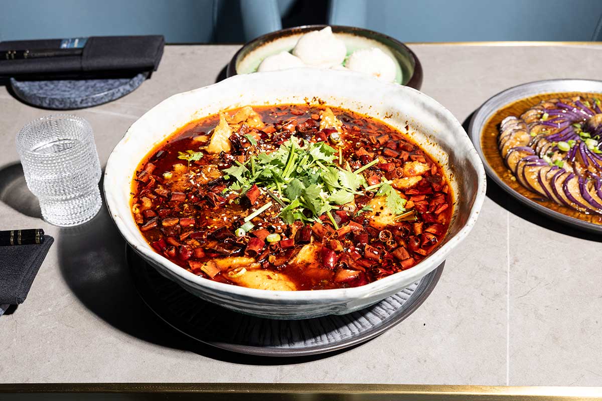 boiled fish in chile oil at Lantern Restaurant & Bar