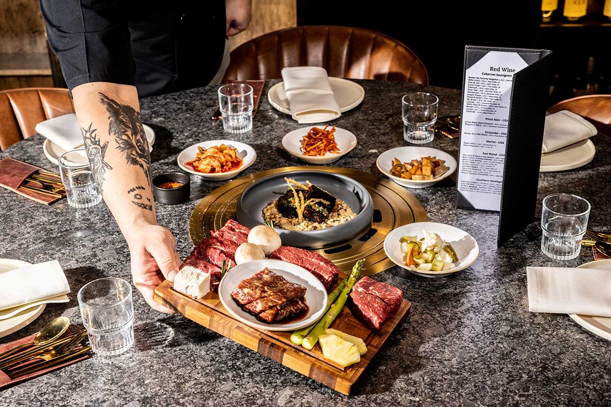 Seoul prime table with meat and veggies