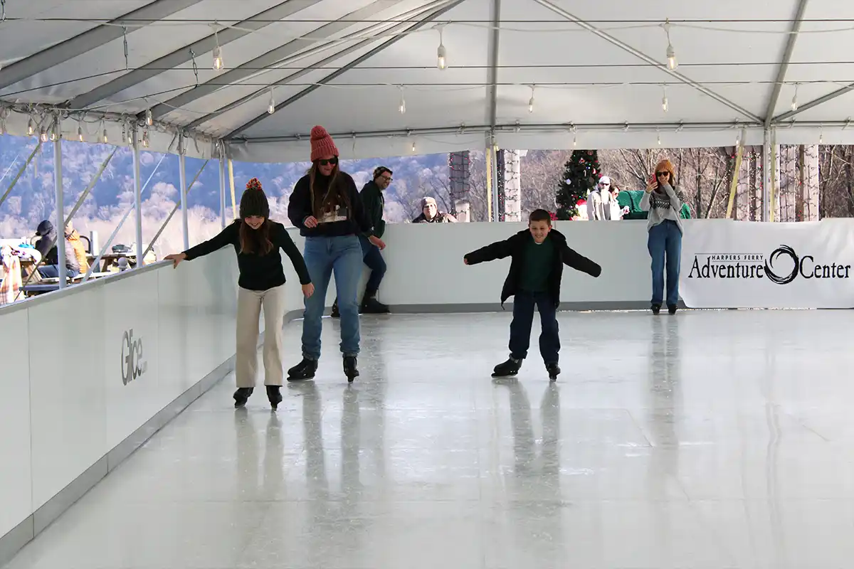 people ice skating at harpers ferry brewing