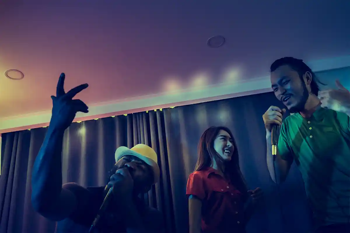 people singing karaoke