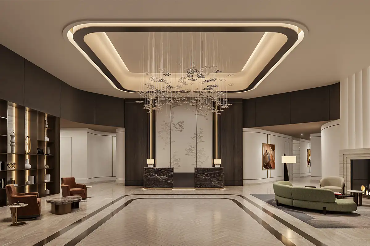 lobby rendering at The Ritz-Carlton Residences in Tysons