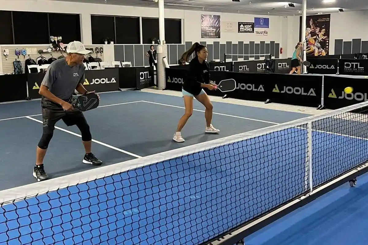 jennie bae and eui sung lee playing pickleball
