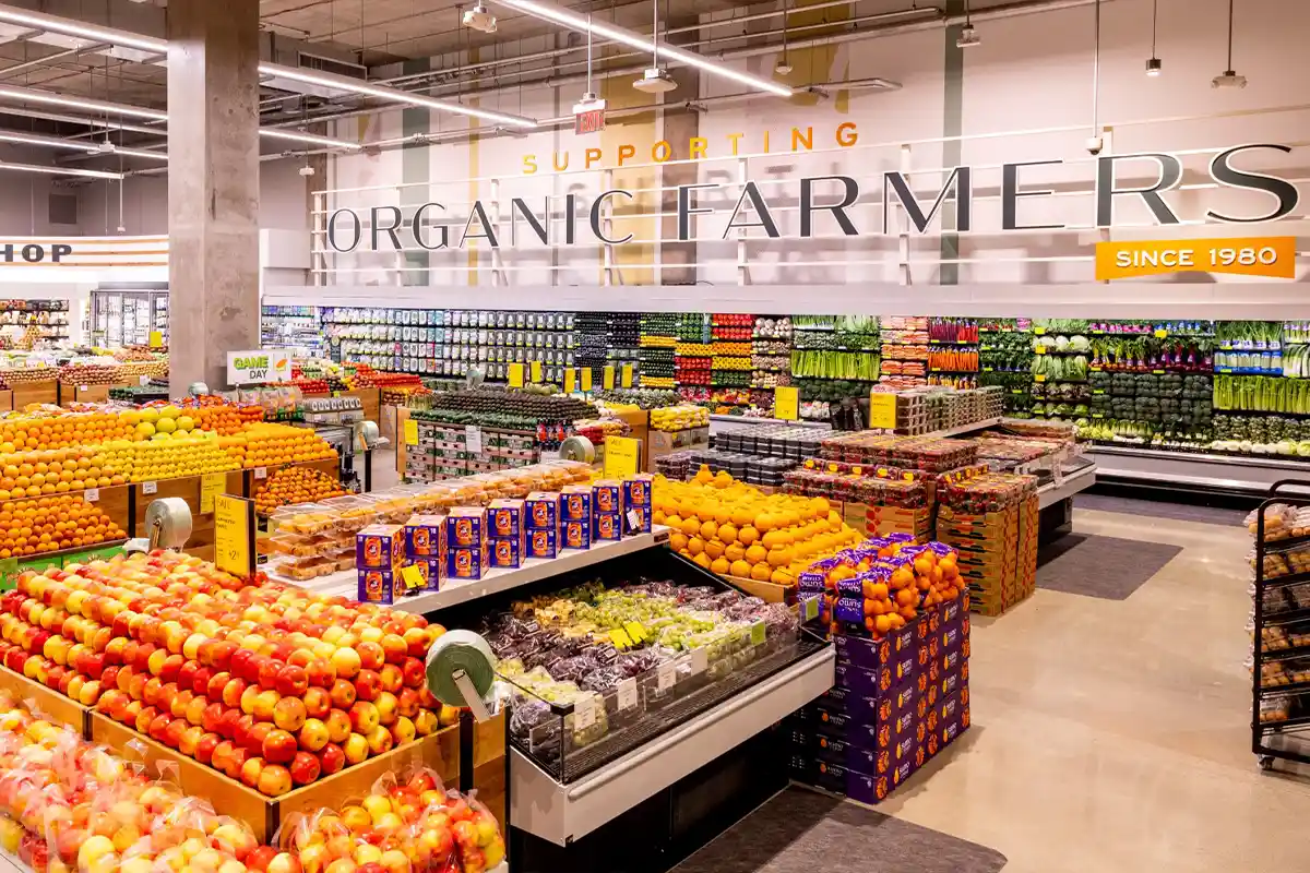 organic produce section at falls church whole foods